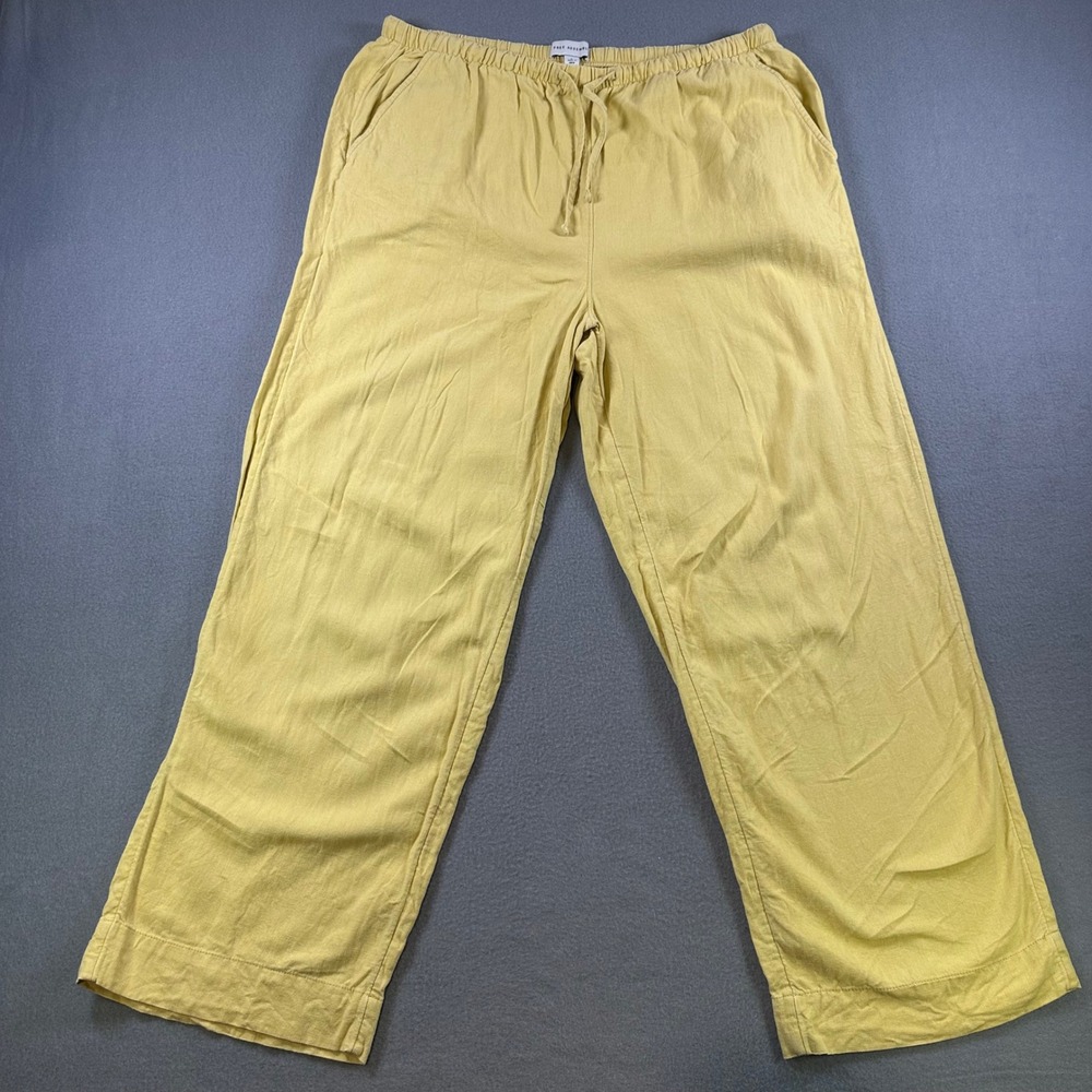 Free Assembly Yellow Rayon Linen Wide Leg Drawstring Pants WWB00058 L